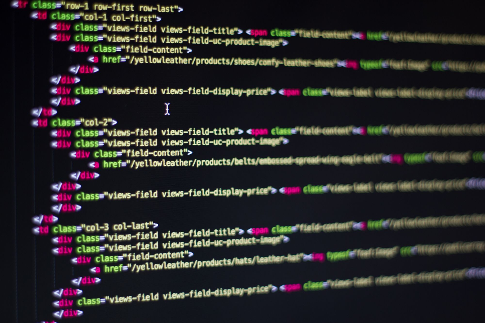 Source code on a screen